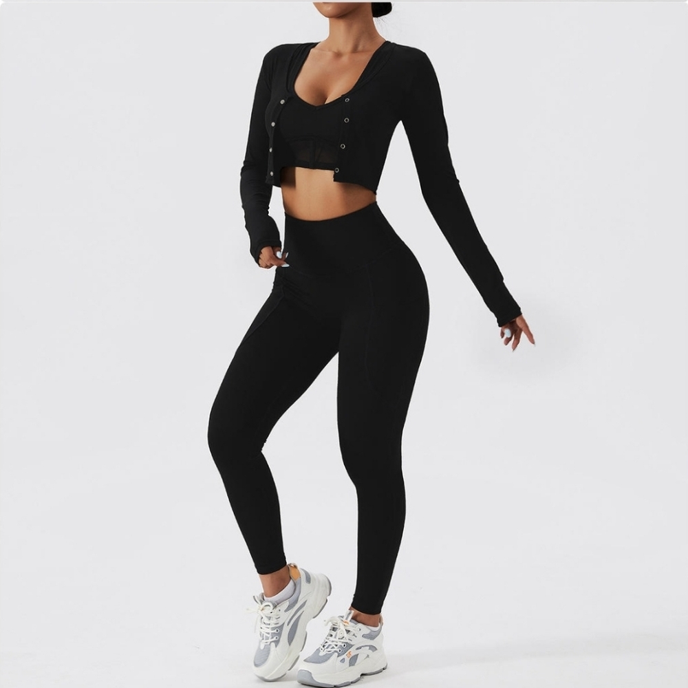 Corset Inspired Push-up Sports Bra with an Open Back Design-Jet Black